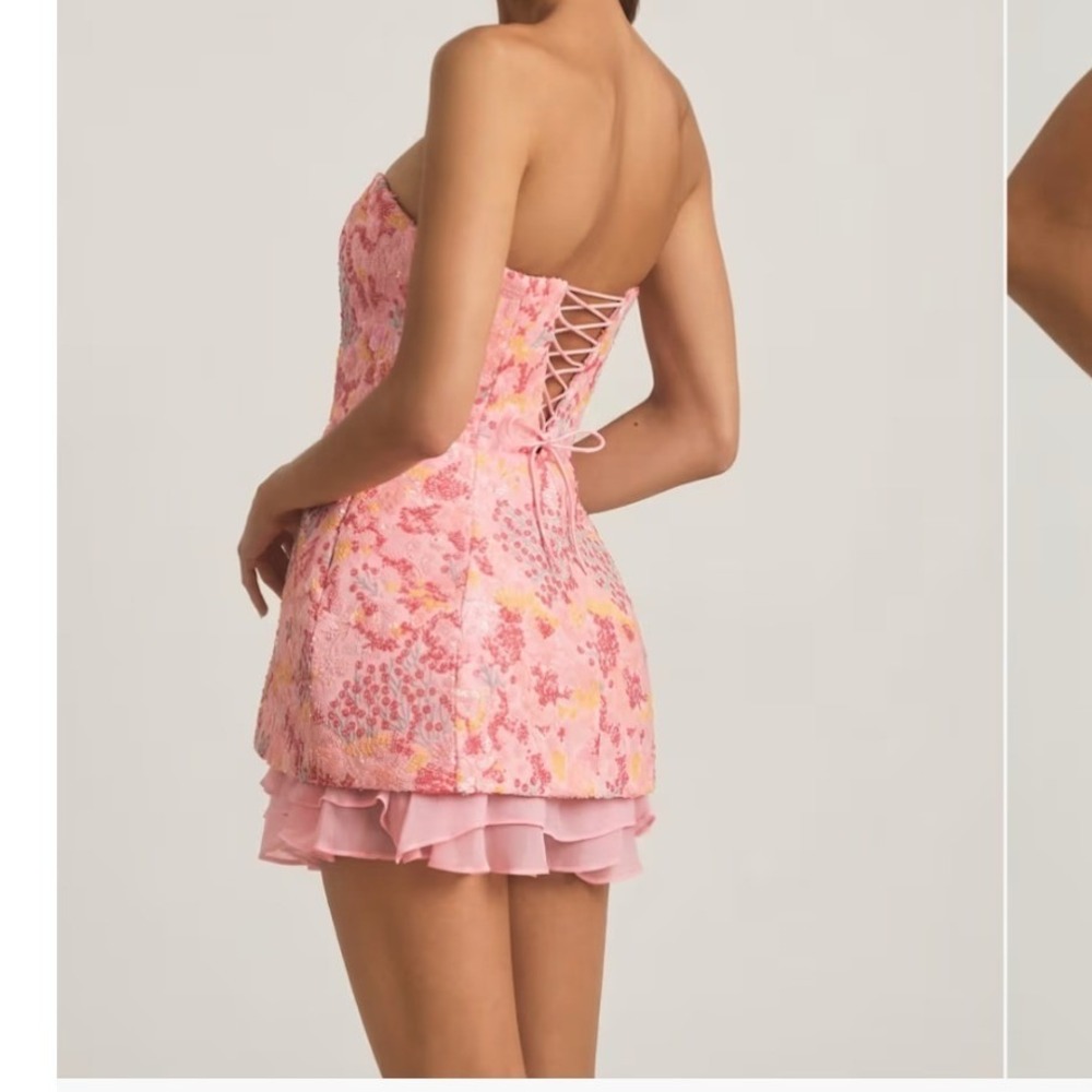 Oh Polly Eliselle Pink Embellished Strapless Corset Mini Dress US 0 NEW Prom - Picture 2 of 11